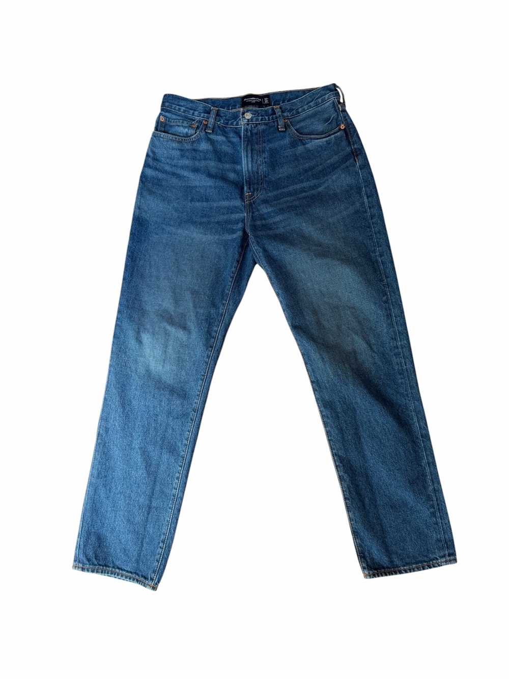 Abercrombie & Fitch 33x34 Classic Men's Blue Straight-Leg Loose Fit Jeans Rigid